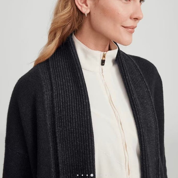 Allbirds Women's Black/Charcoal Duster Wool Cardigan Sweater - Picture 3 of 8